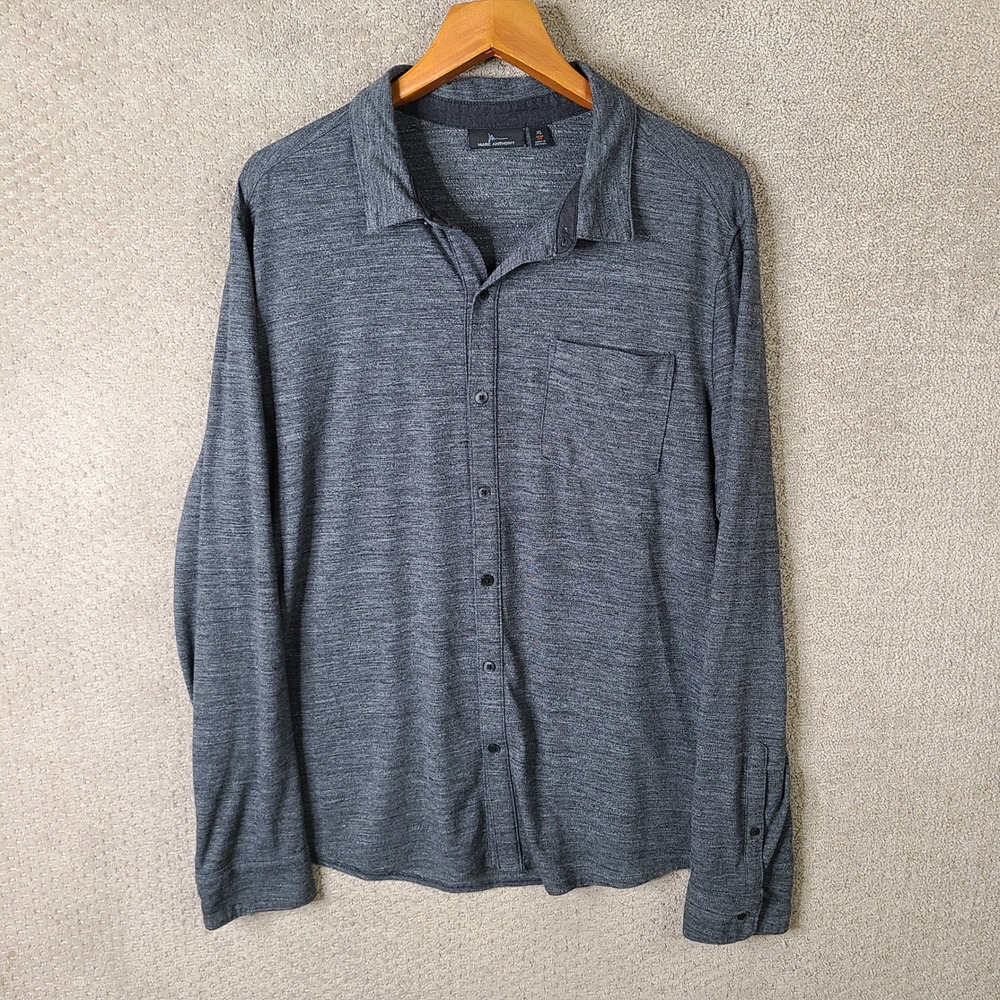 Marc Anthony Shirt Mens XL Gray Slim Fit Button Down Long‎ Sleeve Casual Stretch